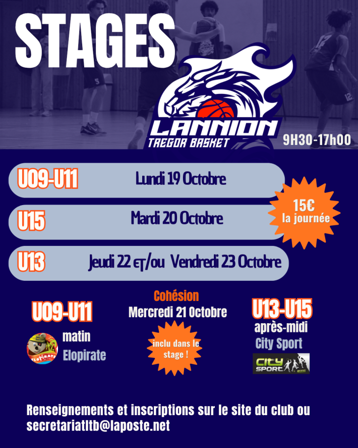 🏀 STAGES DE LA TOUSSAINT : LES INSCRIPTIONS SONT OUVERTES ! 💙🤍